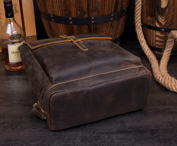 Bottom Display Show of Woosir Vintage Backpack Crazy Horse Genuine Leather