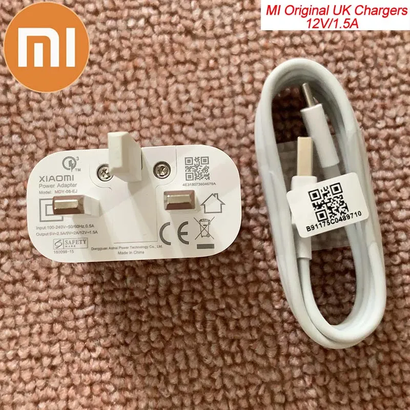 

Original XIAOMI Fast Charger 12V/1.5A QC3.0 UK Adapter USB TYPE C Cable For Mi Play F1 A1 A2 5 6 6X 8 9 SE Redmi Note 7 k20 Pro