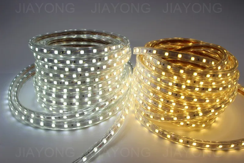 10 м 11.52 Вт/м белый/теплый белый 600led SMD 5050 Светодиодные ленты свет лампы Водонепроницаемый IP66 AC 220 В для гостиная столовая Спальня