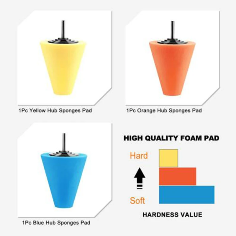 Полировка пены Губка для полировки конусной формы полировки колодки для ступицы колеса автомобиля-инструмент