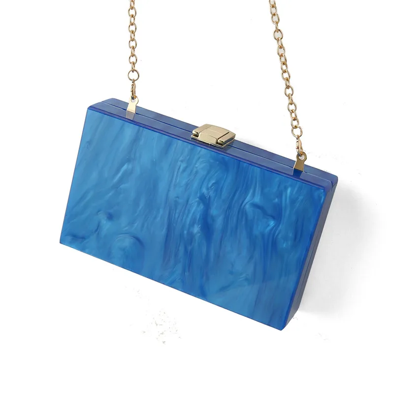 2019 Pearl Blue Acrylic Box Clutch Bags Clear PVC Handbag Clutch Bag Transparent Colorful Purse ...