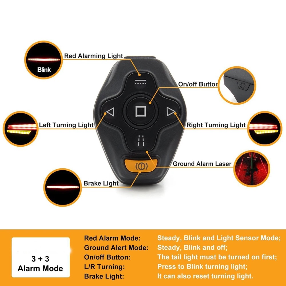 Clearance Wireless Bike Bicycle Rear Turn Signal Light Laser Tail Lamp Smart USB Rechargeable Cycling Accessories Remote Turn Led Light  15