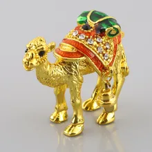 Хрустальная металлическая Золотая верблюжья шкатулка для серьг Llama ювелирные изделия со стразами сувенирные изделия свадебные подарки для леди