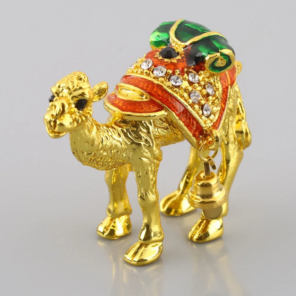 

Crystal Metal Golden Camel Trinket Box Jewelry Ring Holder Llama Rhinestones Jewelry Souvenir Crafts Wedding Lady Gifts