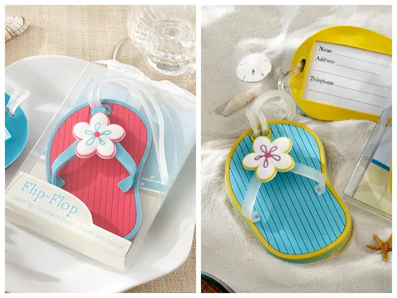 

(25 Pieces/lot) Beach themed Wedding and Party Guest favors of Flip-Flop Luggage Tag in Beach-Themed Gift Box For Bridal favors