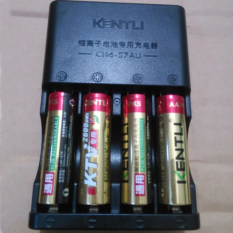 

4pcs KENTLI 1.5V AA PK5 2800mWh rechargeable lithium li-ion batteries batterie+ 4 slots quick aa aaa charger