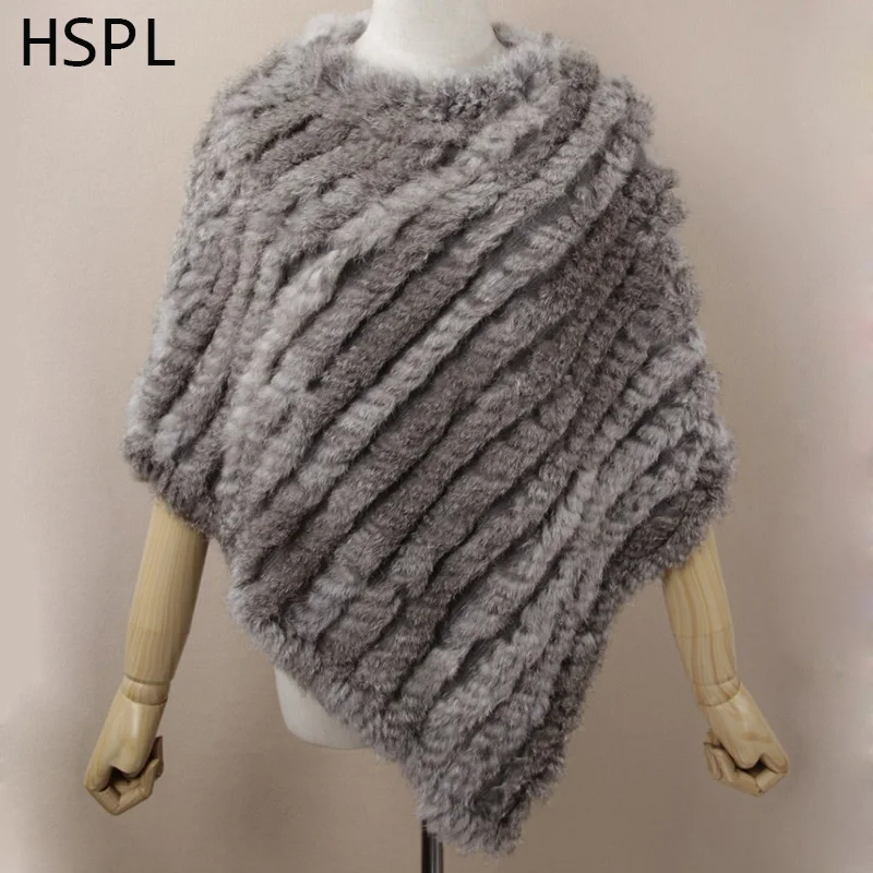 HSPL, меховое пончо, осень, настоящий кролик,, треугольный вязаный женский пуловер, женское пончо из пашмины, pele de coelho