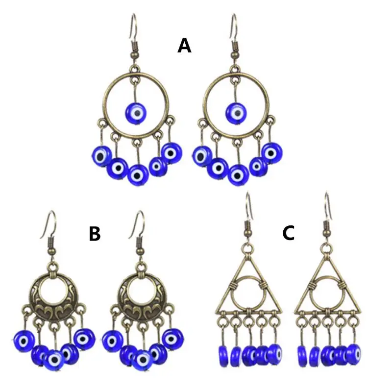

Fashion Retro Women Earrings Trend National Charm Lady Blue Eyes Pendant Jewelry Small Accessories Gifts