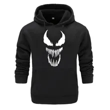 Комиксов Толстая Толстовка "Веном" кофты Для мужчин Super Hero аниме прохладный черный осень-зима топы на бархатистой подкладке теплая толстовка