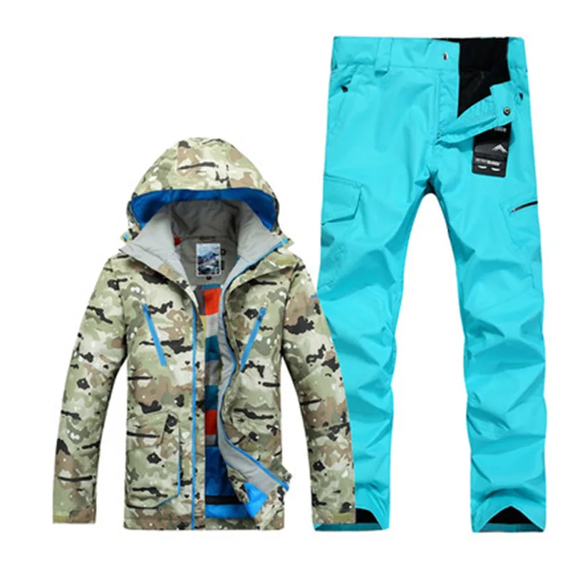 

Gsou Snow New 2018, camouflage ski suit, men's wear, outdoor windbreak, waterproof ski suit ski jacket + pants winter warm ski
