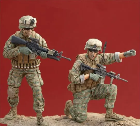 1/35 масштаб, Современная тактическая Команда США, 2 человека, миниатюры, смоляная модель, Набор фигурок