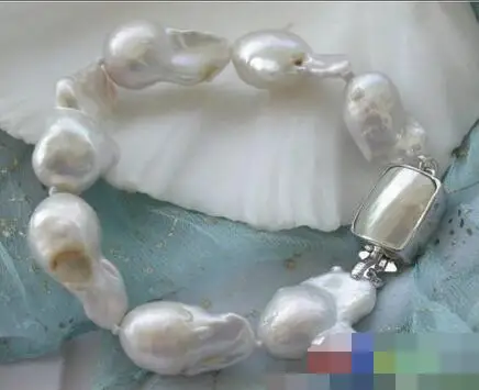 

FREE SHIPPING>>>@@ 3716 WHITE DRIP KESHI REBORN PEARL BRACELET MABE