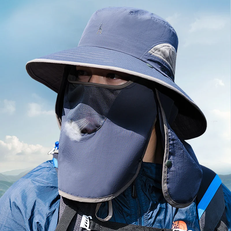 Outdoor UPF 50+ Bucket Hat Summer Men Women Fishing Hiking Breathable Hats Sun UV Protection Face Neck Mask Wide Large Brim hats |