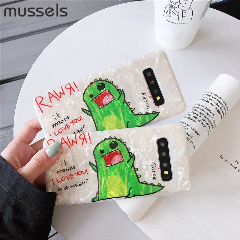 

MUSSEL2 Conch IMD Phone Case Cover For Samsung Galaxy S10 S9 S8 Plus Note 8 Note 9 Case Funny Dinosaur Soft Silicone Phone Shell