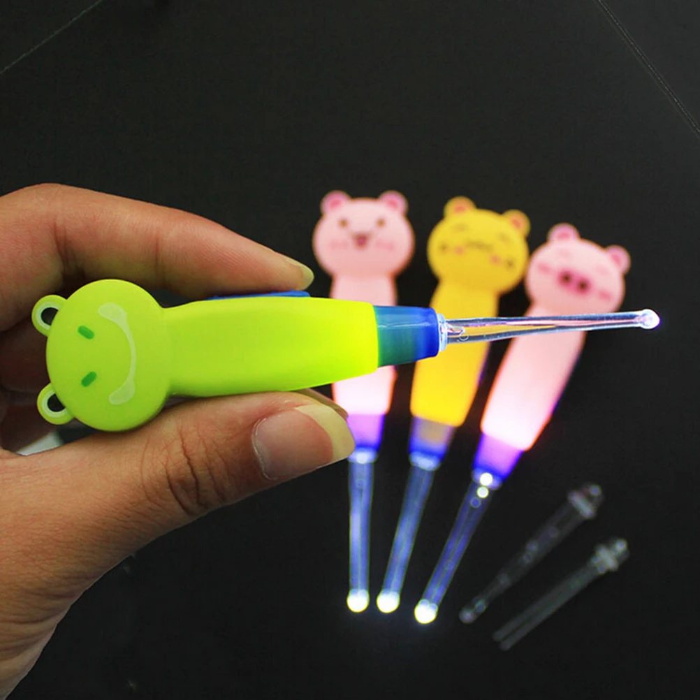 

Luminous Dig Ear Syringe Ear-picker LED Cartoon Baby Care Ears Spoon Child Cleaning Tool Earwax with Light Spoon Digging Product