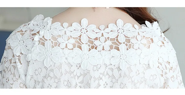 Flower Lace Tops And Blouses Women Tops Femme 2018 Fashion Summer Short Sleeve Ladies Shirts White Renda Blusas Femininas (2)