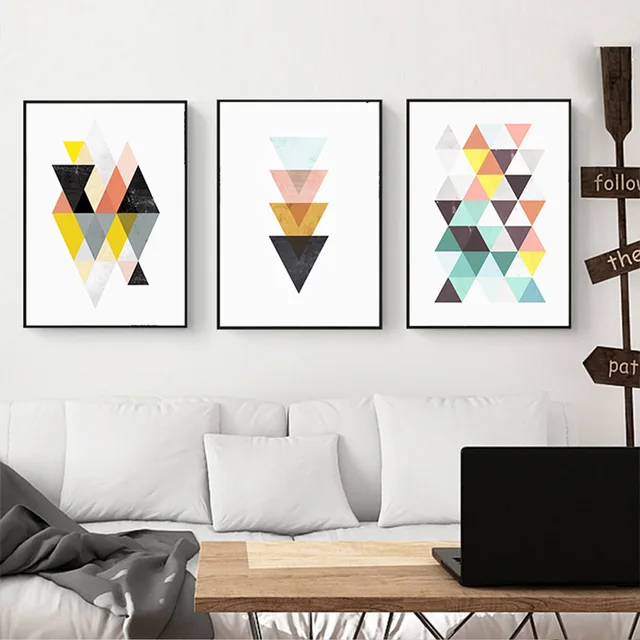 Haochu Grafik Geometri Segitiga Art Kanvas Lukisan Abstrak Nordic Haochu Grafik Geometri Segitiga Art Kanvas Lukisan Abstrak Nordic Ruang Tamu Rumah Dekorasi Dinding Poster Frameless
