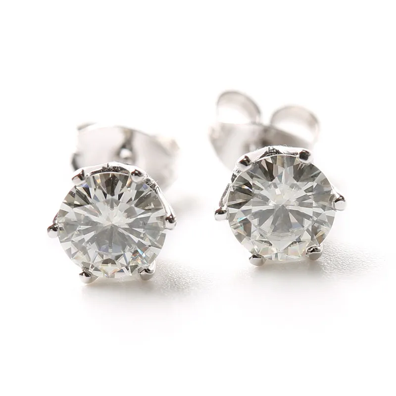 Transgems Back Moissanite Gold Earrings 5mm 0 5ct F Color Transgems 1 Tcw 0 5 Carat Lab Grown Moissanite Diamond Stud Earrings Solid White Gold Push Back Women Birthday Wedding Gift