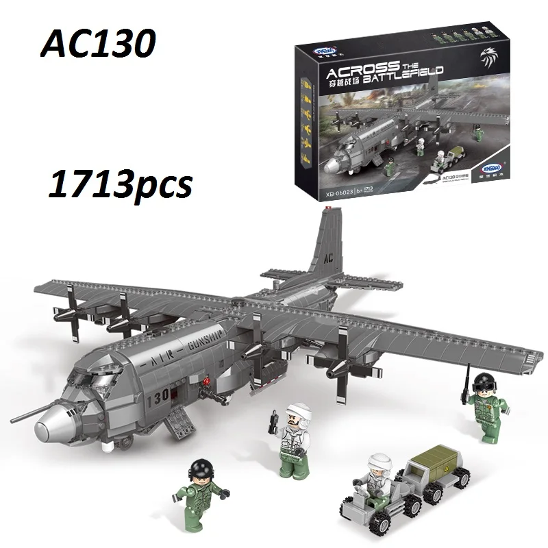 

Legoed war Military Series The AC130 Aerial Gunboat Set Building Blocks Bricks Plane Model Kid Educational Toy Birthday Gifts