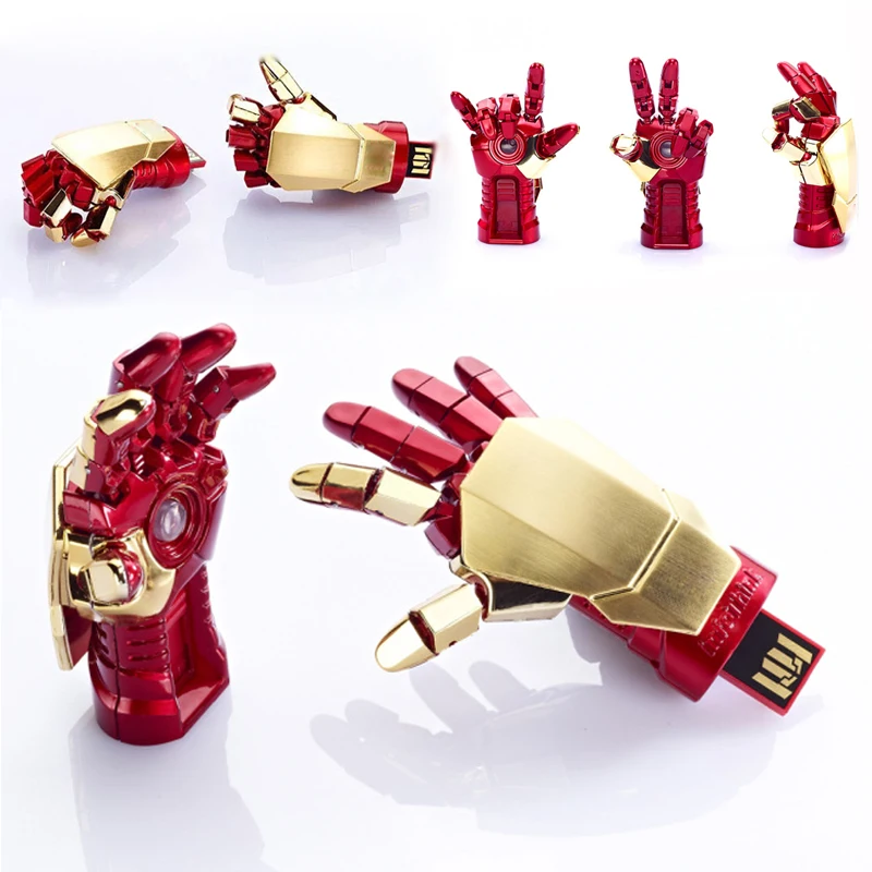 

Amthin usb flash drive Creative IRON MAN pendrive Palm Shape Movable Joint U Disk Portable 4G 8G 16G USB pen drive Free Shipping
