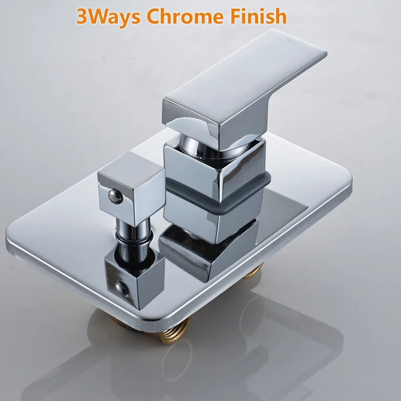 Poiqihy душ картридж 3 способа Chrome Настенный смеситель для душа Управление Клапаны квадратной пластины смеситель