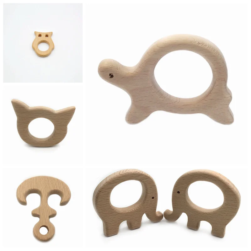 wooden animal teether