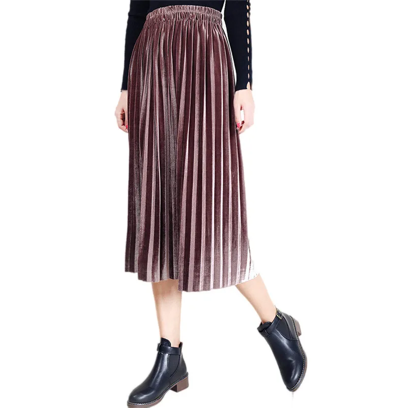 NEW Fashion 2018 Summer style skirts womens Pleated Skirt Vintage High Waist straight Skirt Long Skirts Femme Saia Y05#N (9)