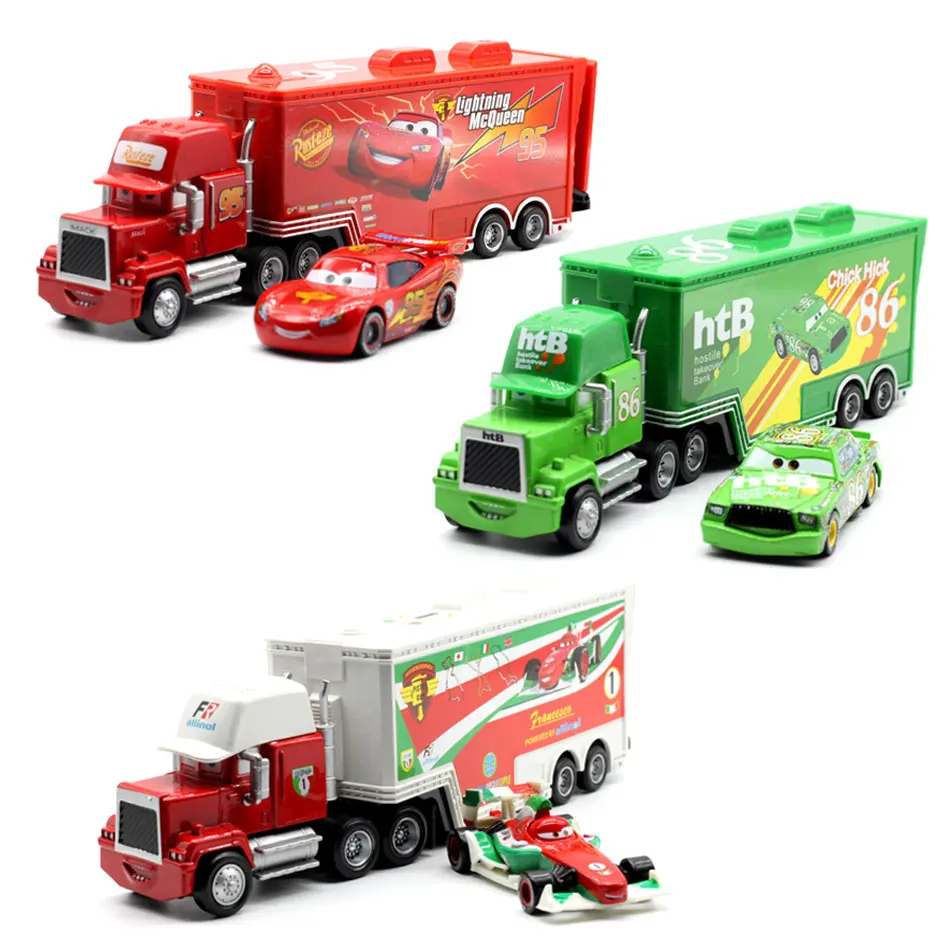 

Disney Pixar Cars Mack Truck McQueen Chick Hicks Uncle 1:55 Diecast Metal Alloy Plastic Modle Toys Car Gifts For Children