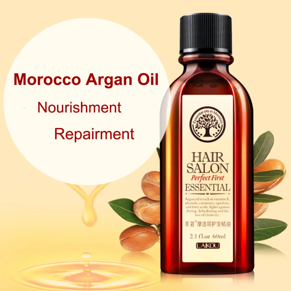 60 мл марокканское аргановое масло, уход за волосами, эфирное масло, питающее кожу головы, восстановление сухих повреждений, лечение волос, глицериновое масло, парикмахерское масло