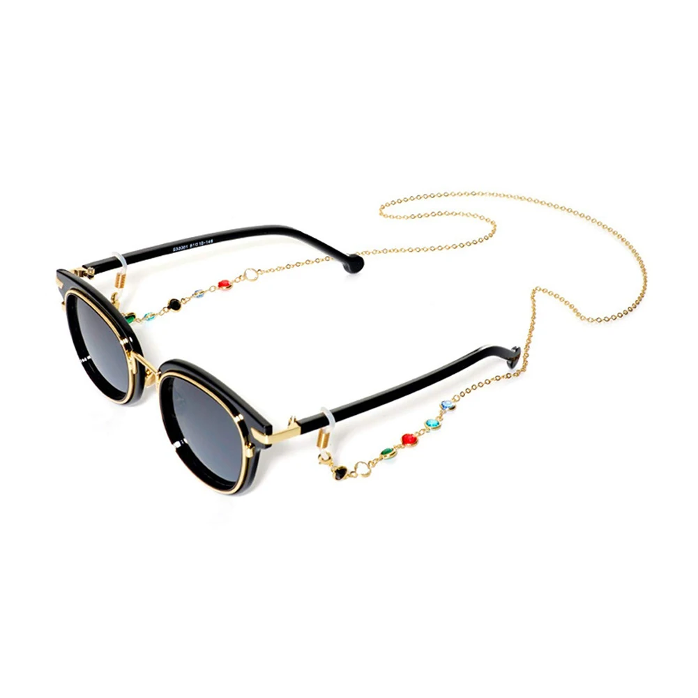 Новые модные женские золотые очки для очков солнечные очки с цепочкой для чтения Кристалл украшенный бисером цепочка для глаз держатель шнура шейный ремень веревка