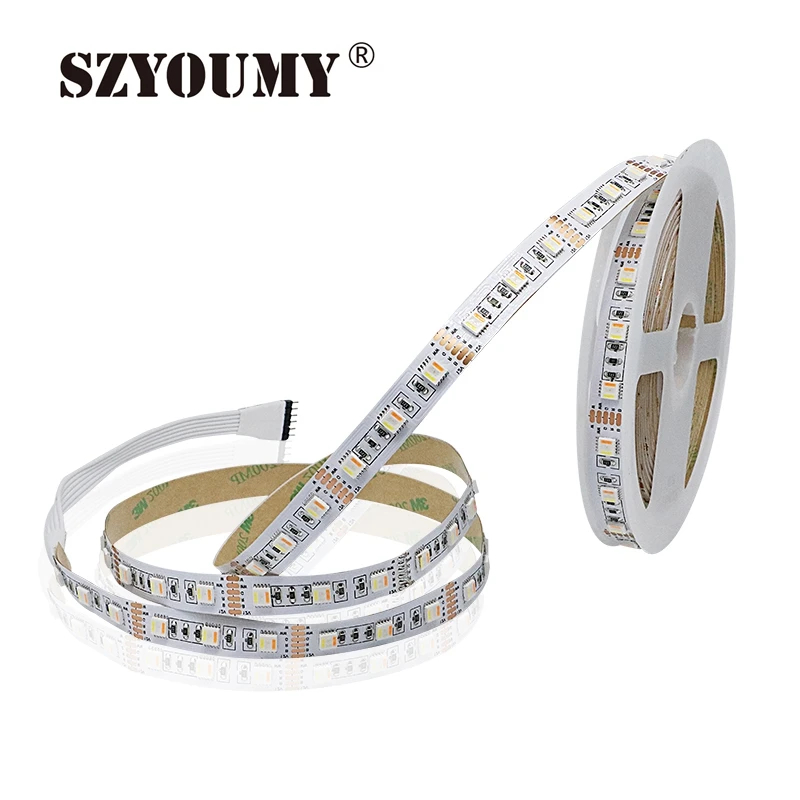 

SZYOUMY Newest RGB+CCT 5 in 1 RGBWWW LED Strip 5050 60led/meter 12V DC CW+RGB+WW Chips Flexible Strip Non-waterproof IP20