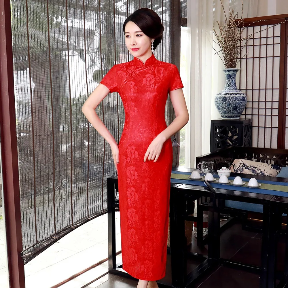 Китайский стиль сексуальные женские Cheongsam старинные печати цветок леди Qipao кружева длинные плотные Vestidso Большие размеры 3XL 4XL классические