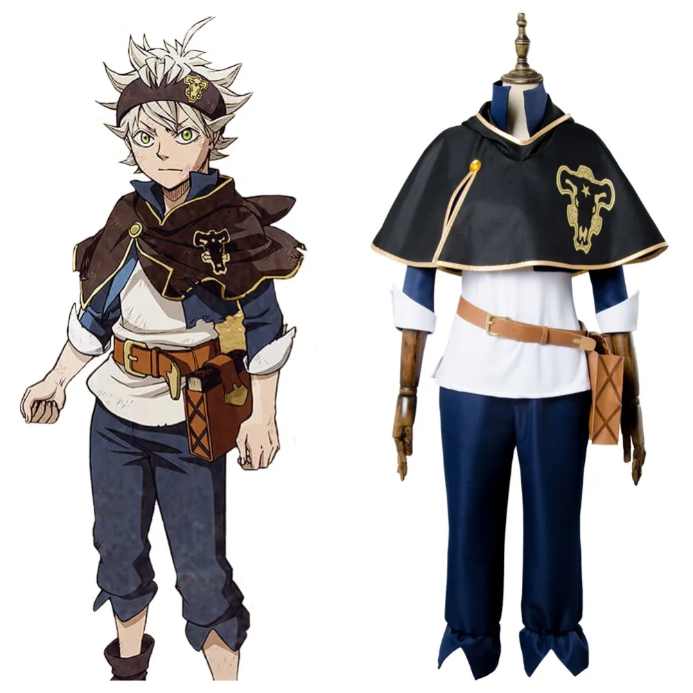 New Cosplay Black Clover Asta Bull Cosplay Costume Outfit Uniform Suit Jacket Headband Cape