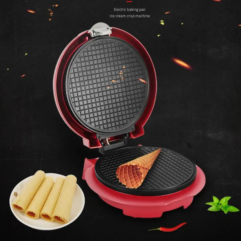 

220V Crispy omelet mold electric egg roll maker crepe baking Pan Waffle Pancake Bakeware ice cream cone machine pie frying grill
