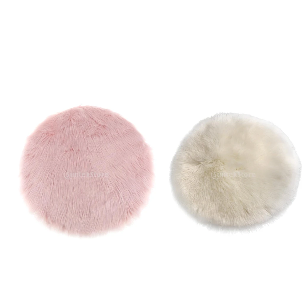 2Pcs 30cm Fluffy Plain Bedroom Faux Fur Fake Non Slip Sheepskin Rugs Mats