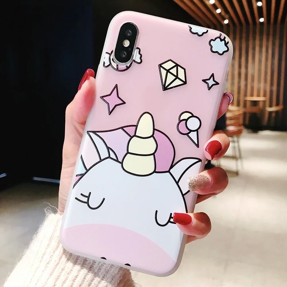 KIPX1104F_1_JONSNOW Phone Case For iPhone XS Max XR XS 6 6S 7 8 Plus Funny Cute Emboss Unicorn Pattern Soft Silicone Cover Cases Capa Fundas