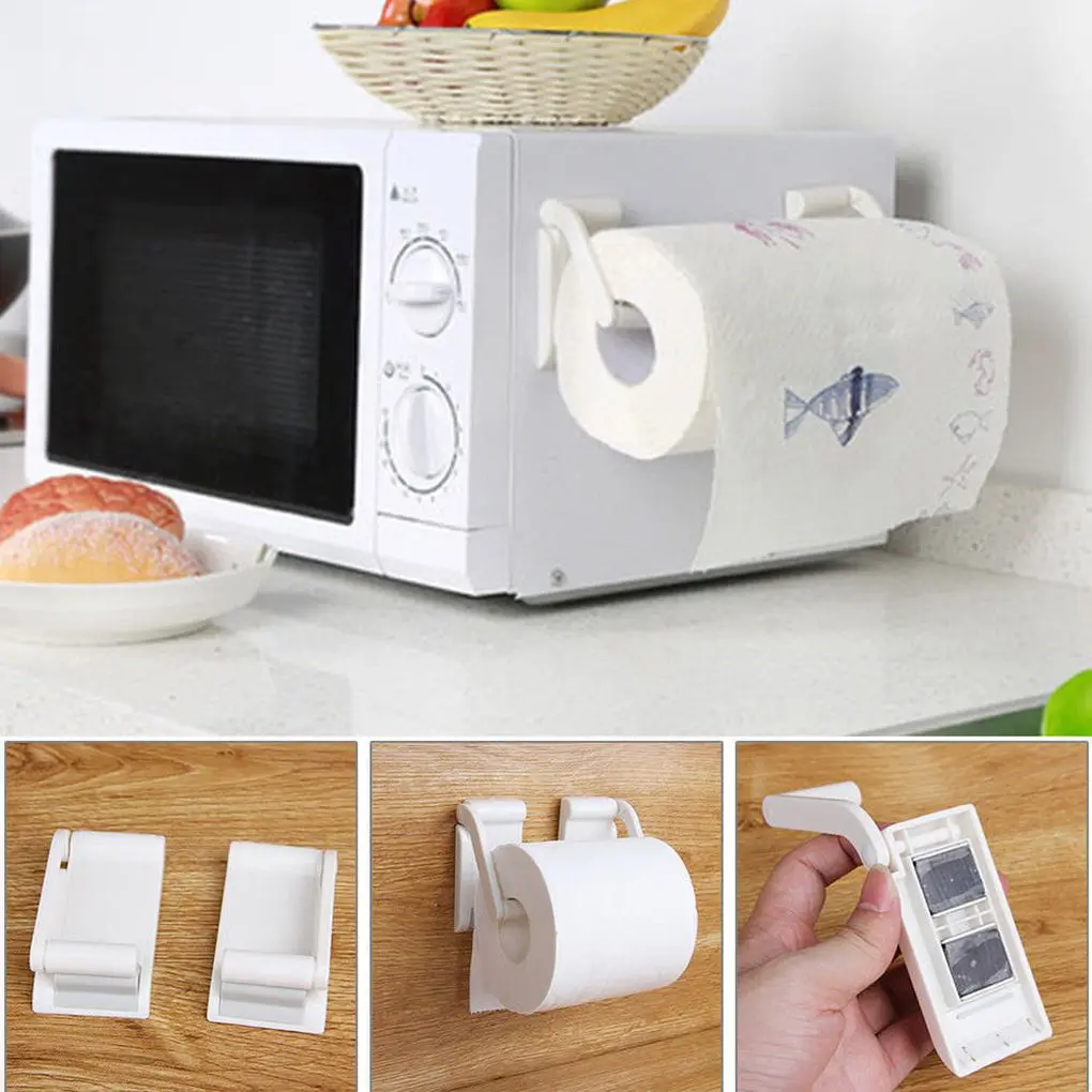 

2Pcs/set Adjustable Plastic Magnetic Paper Holder Kitchen Bathroom Tissue Towel Rack