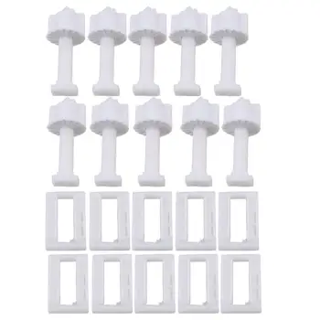 

10PCS White Plastic Rectangular Toilet Seat Cover Hinge Blind Hole Nuts Screws