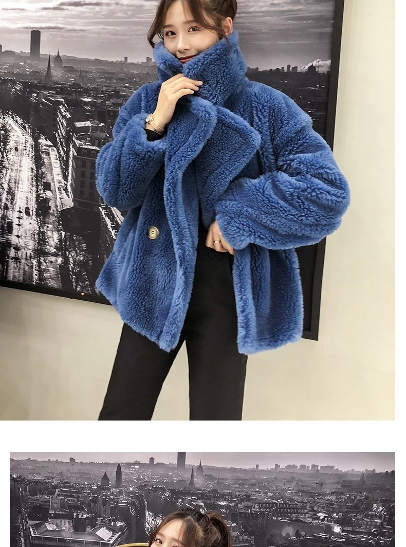 Новая модная женская одежда из овечьей шерсти, Толстая теплая зимняя верхняя одежда, короткая куртка из натуральной шерсти, одежда с искусственным подкладом