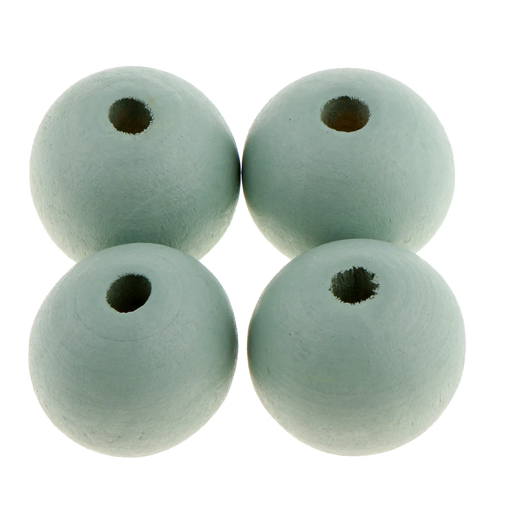 30 Pieces Dyed Color Natural Wood Spacer Loose Beads Necklace Bracelet Charms Findings 20mm