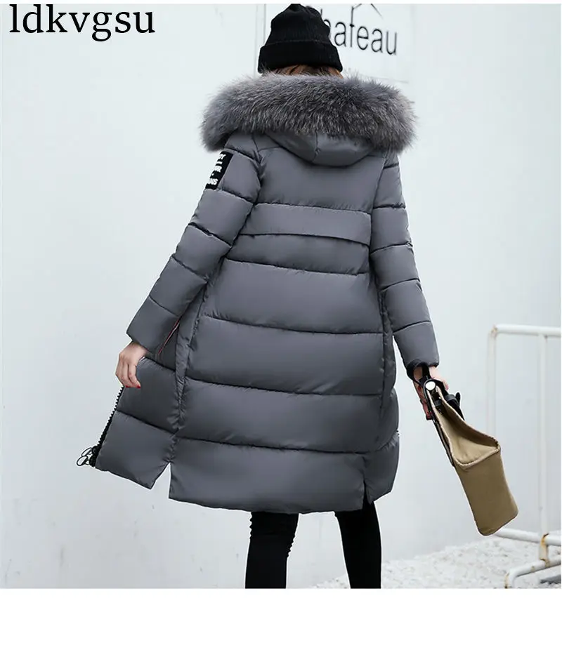 Женское зимнее пальто, куртка, теплая Женская парка, меховая женская верхняя одежда, высококачественное хлопковое пальто, новинка, Длинная зимняя куртка для женщин 70301