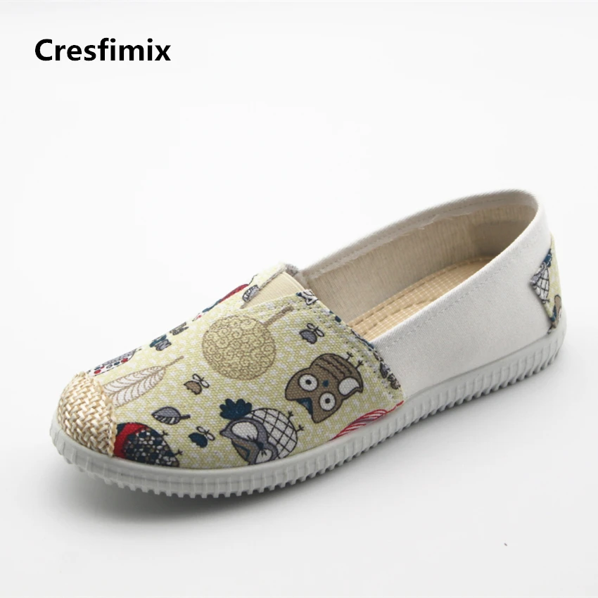 

Cresfimix zapatos de mujer women fashion pattern flat shoes female casual spring and summer slip on round toe shoes lady flats