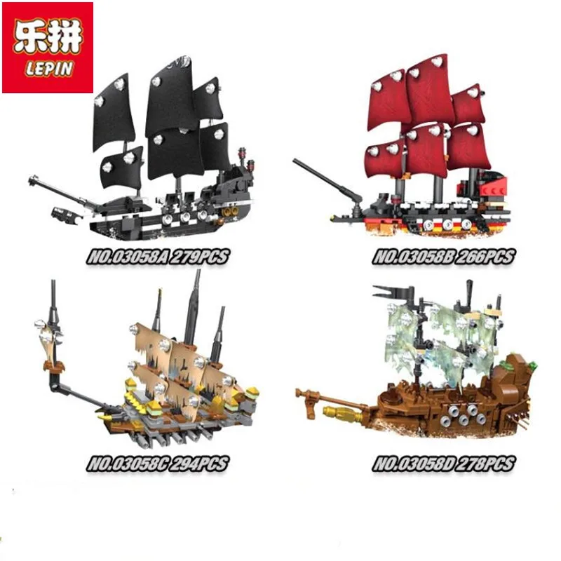 

Model building kits compatible with lego Pirates of the Caribbean Movie 4 In 1 Black Pearl Queen Anne's Reveage Slient Mary Ship