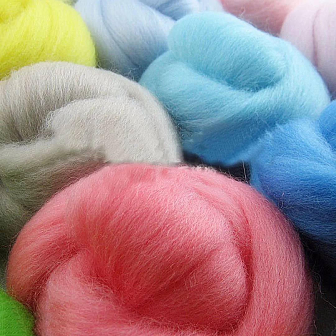 1 Set 5g 17 Colors Merino Wool Fibre Roving For Needle Felting Hand Spinning