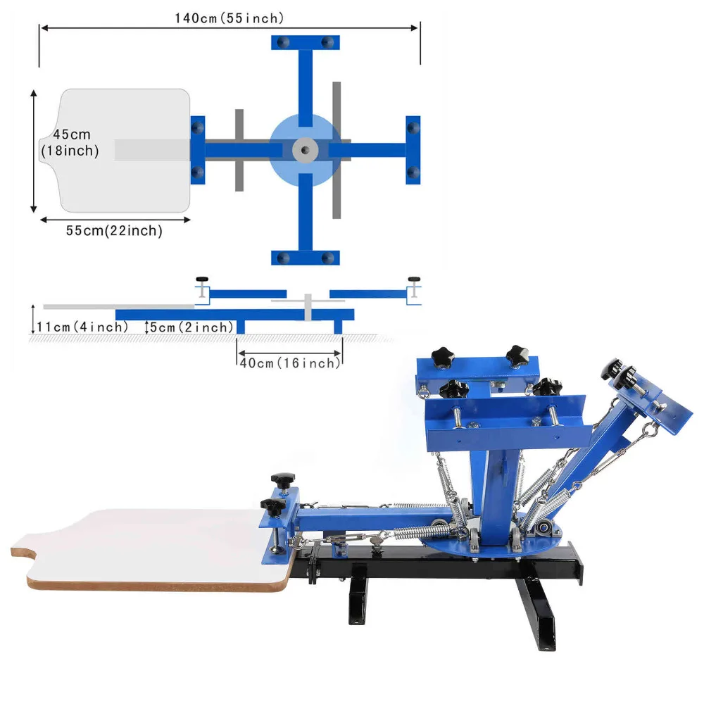 

DIY T-shit printing 4 Color 1 Station Silk Screen Printing Machine combinatorial design with Adjustable double-spring