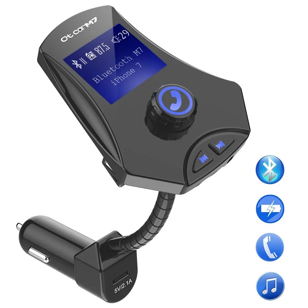 Bluetooth FM Transmitter 3 USB Charger Ports Car Music Adapter Wireless
