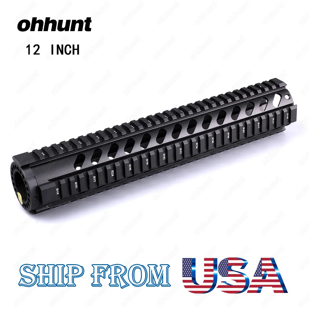 

Tactical T-Series 12 Inch Free Float Quad Picatinny Rail Handguard Installs On Standard Carbine Length AR15 M16 Rifles Black Tan