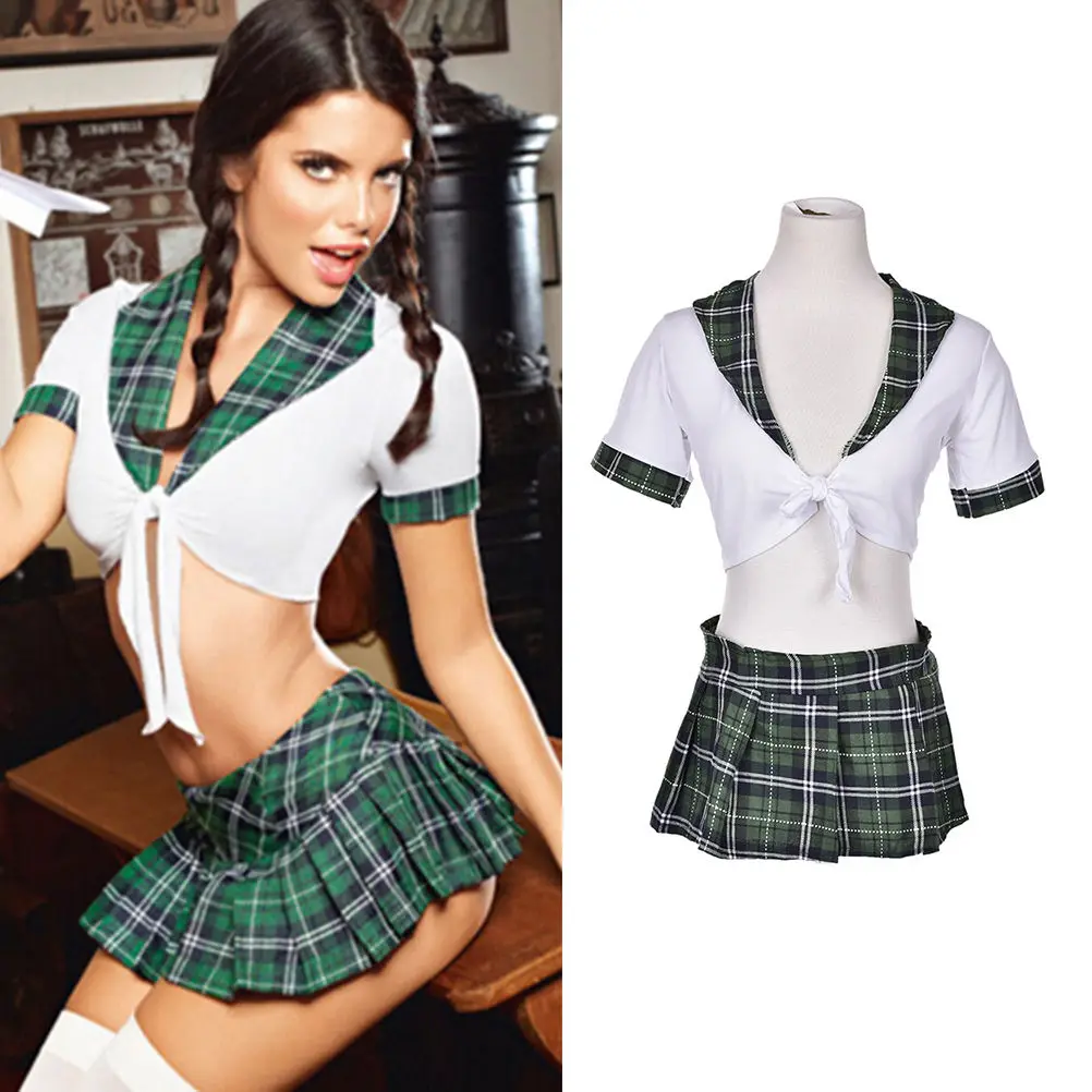 Women Adult Schoolgirl Student Sailor Costume Uniform Mini Skirt Role Play Dress