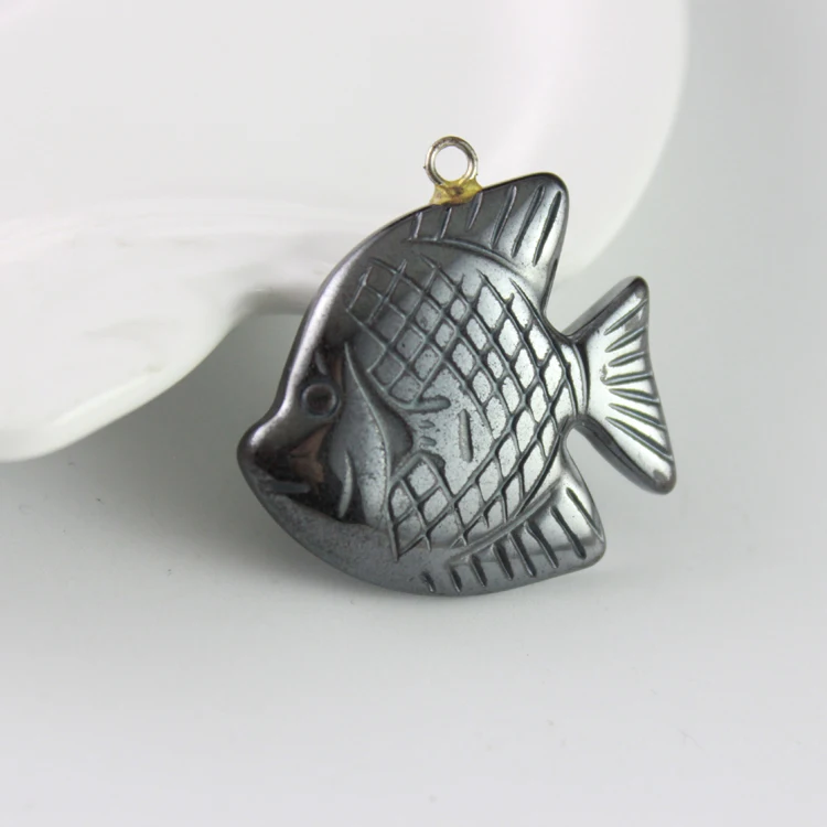 hot sale fashion hematite fish pendant accessories diy accessories  HP1024 3