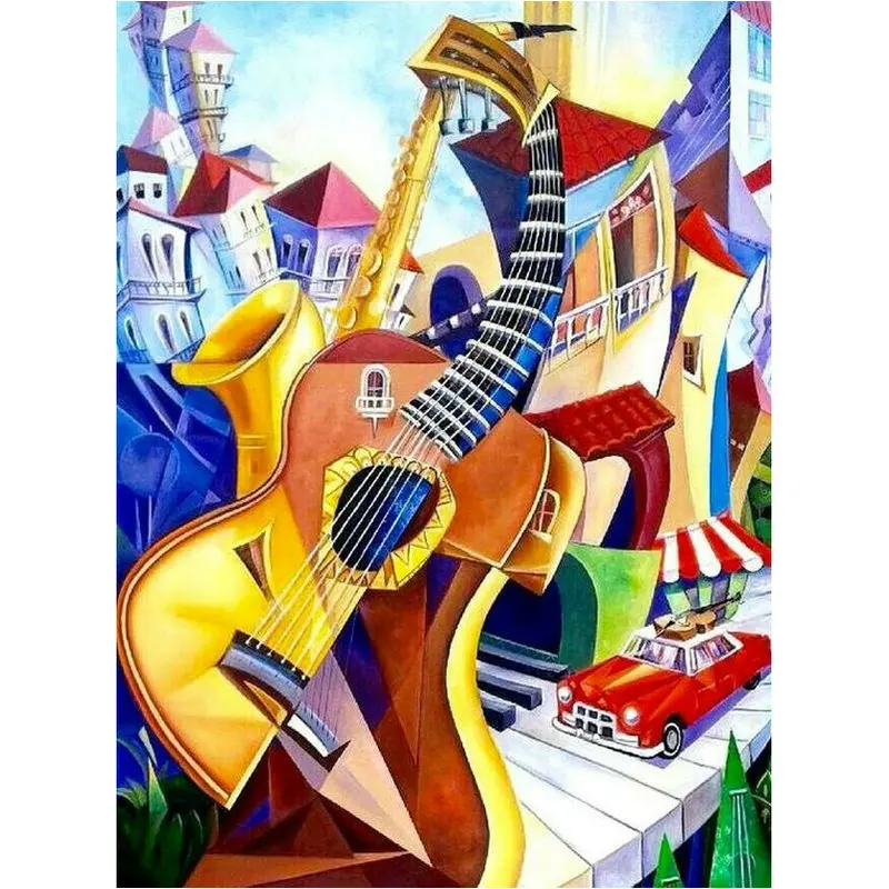 Crafts square diy diamond embroidery guitar 5D cross stitch crystal decorative painting kit | Дом и сад